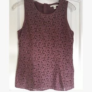 Banana Republic Purple Sleeveless Lace/Crochet Top
